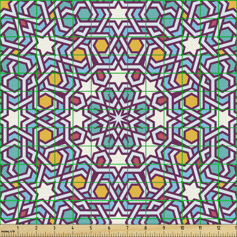 Mozaik Parça Kumaş Çiçeğe Benzer Şekillerden Oluşan Etnik Model