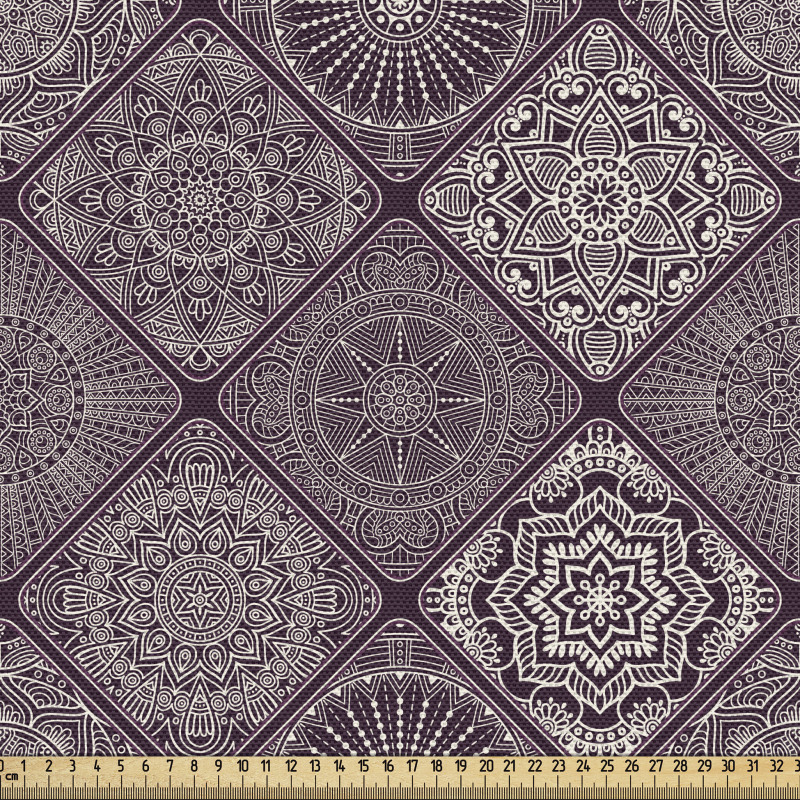 Mandala Parça Kumaş Koyu Renkli Mistik Tasarım Geometrik 