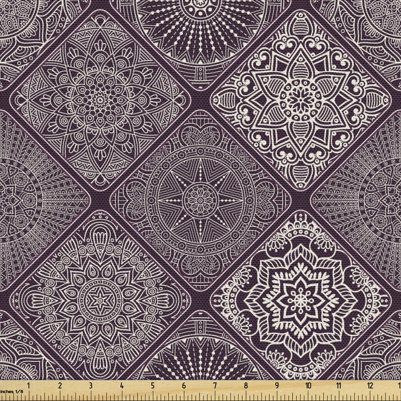 Mandala Parça Kumaş Koyu Renkli Mistik Tasarım Geometrik 