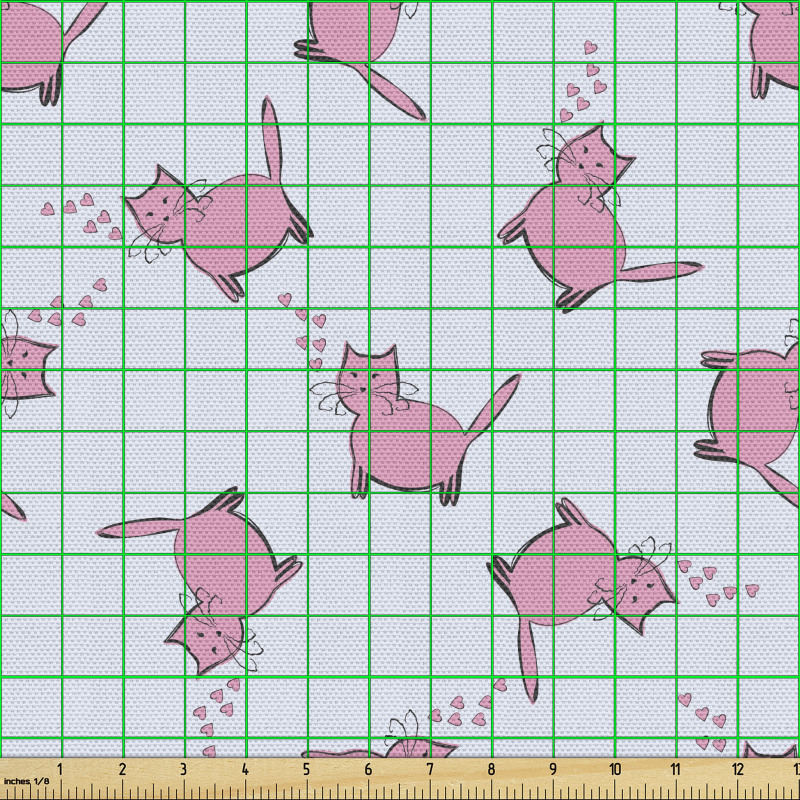 Hayvan Parça Kumaş Tekrarlanan Ters Düz Yerleştirilmiş Kediler