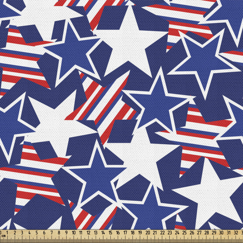 Amerika Parça Kumaş ABD Bayrağı Desenlerinde Üst Üste Yıldızlar