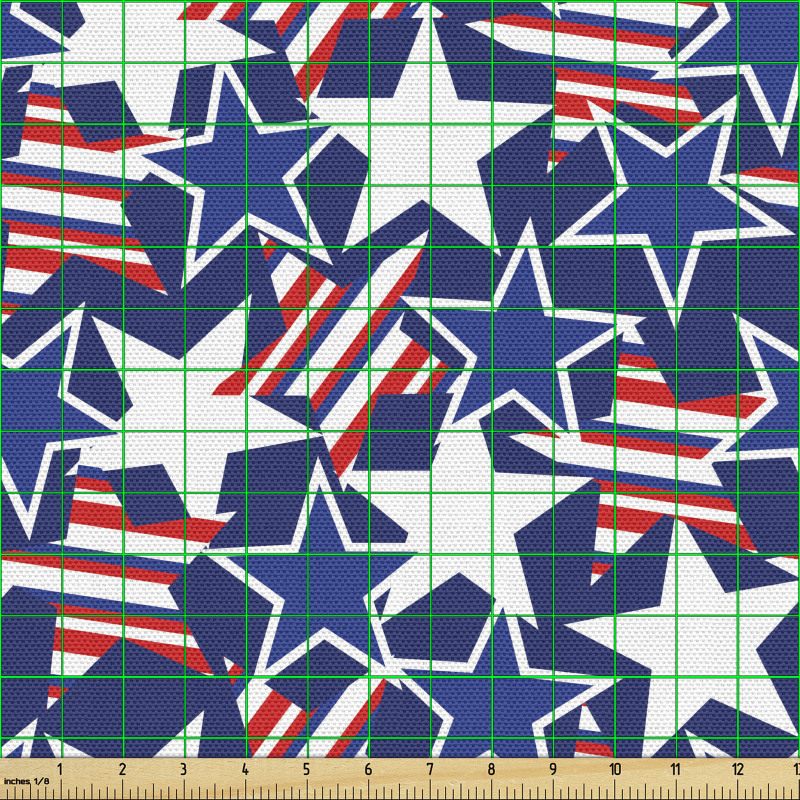 Amerika Parça Kumaş ABD Bayrağı Desenlerinde Üst Üste Yıldızlar