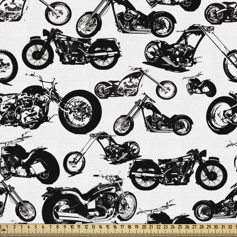 Araç Parça Kumaş Retro Motorsiklet Çizimli Duvar Kağıdı