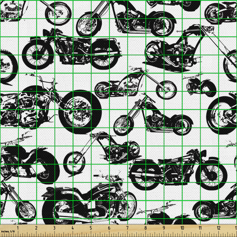 Araç Parça Kumaş Retro Motorsiklet Çizimli Duvar Kağıdı