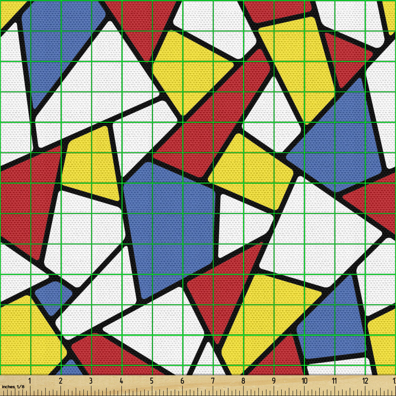 Mozaik Parça Kumaş Rengarenk Keskin Geometrik Şekiller Model