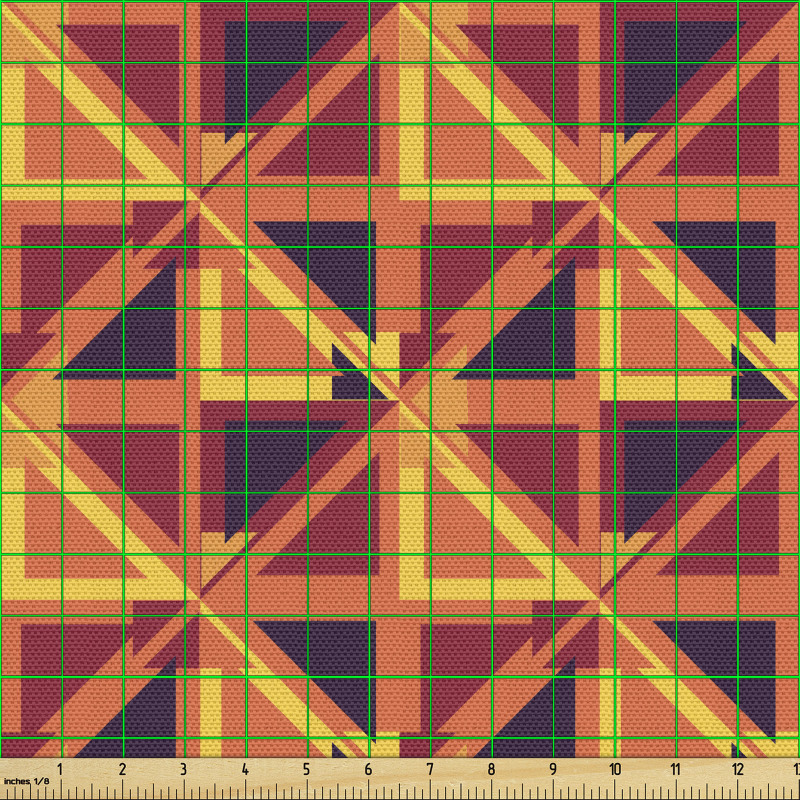 Geometrik Parça Kumaş Çapraz Çizgiler ve Karelerden Görsel