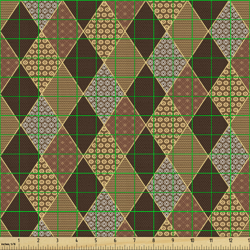 Soyut Parça Kumaş İçi Çeşitli Motiflerle Dolu Baklava Deseni