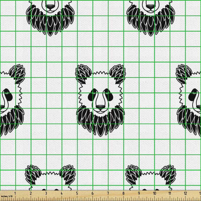 Hayvan Parça Kumaş Artistik Tekrarlı Panda İllüstrasyonları