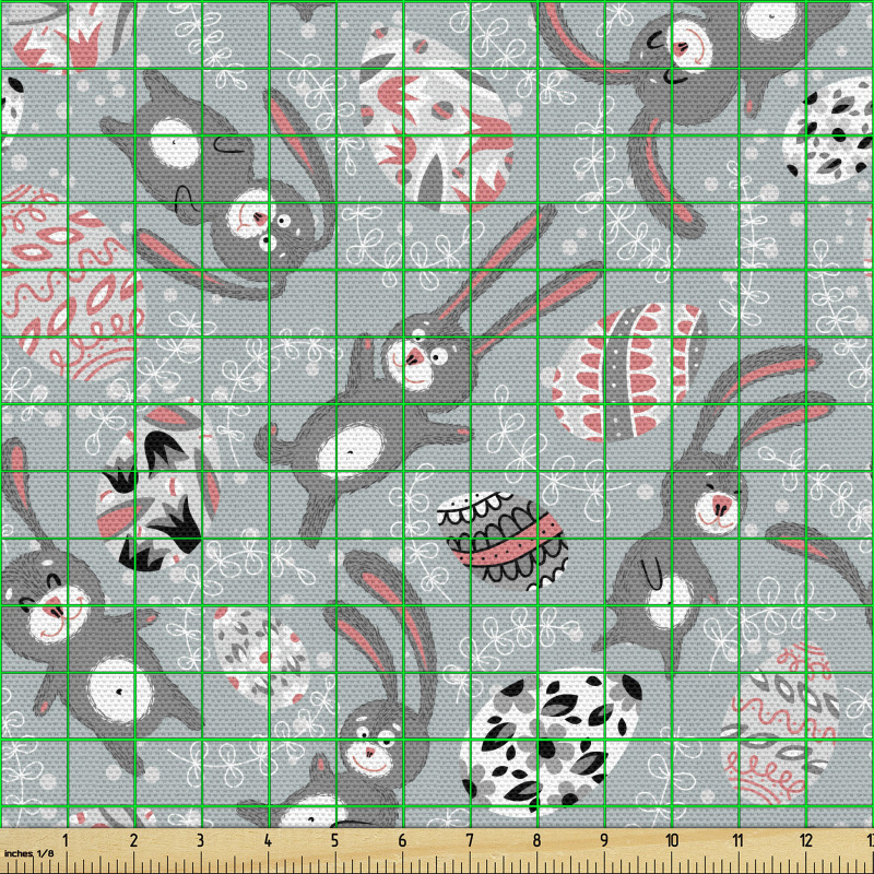 Paskalya Parça Kumaş Soluk Fonda Tavşan ve Yumurta Çalışmaları