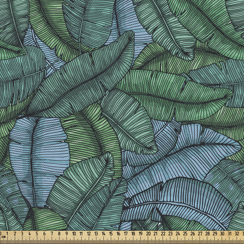 Bitkisel Parça Kumaş Pastel Tonlarda Tekrarlı Muz Yaprakları