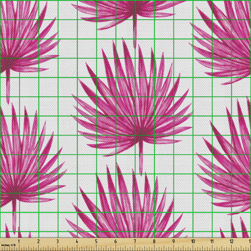 Grafik Parça Kumaş Tekrarlı Tropikal Palmiye Yapraklı Örüntü