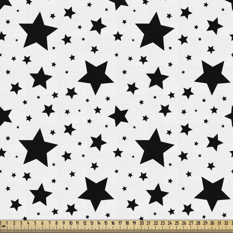 Grafik Parça Kumaş Monokrom Farklı Boylarda Yıldız Sembolleri