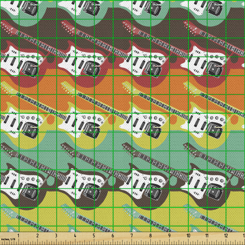 Müzik Parça Kumaş Çizgili Arka Planda Elektronik Gitar Afişi