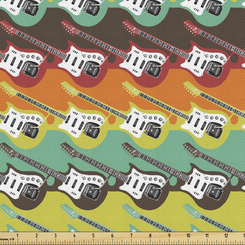 Müzik Parça Kumaş Çizgili Arka Planda Elektronik Gitar Afişi
