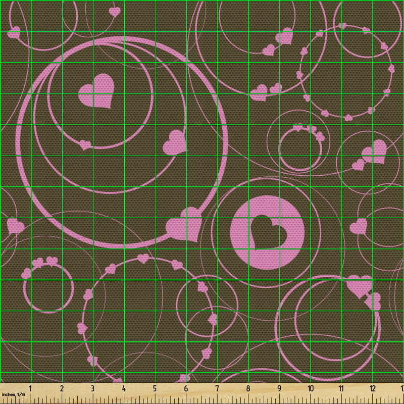Sevgi Parça Kumaş Dairesel Şekiller İçinde Kalplerden Oluşan
