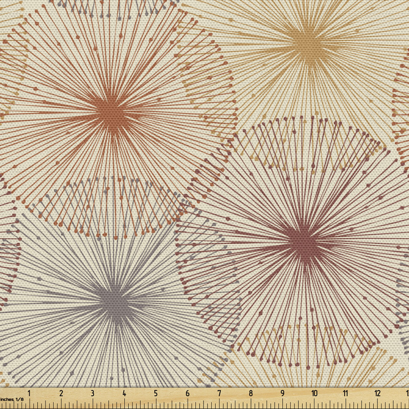 Geometrik Parça Kumaş Radyal Çizgili Çiçeklerden Oluşan Poster