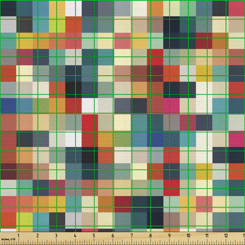 Geometrik Parça Kumaş Farklı Canlı Tonlarda Minik Kareli Poster