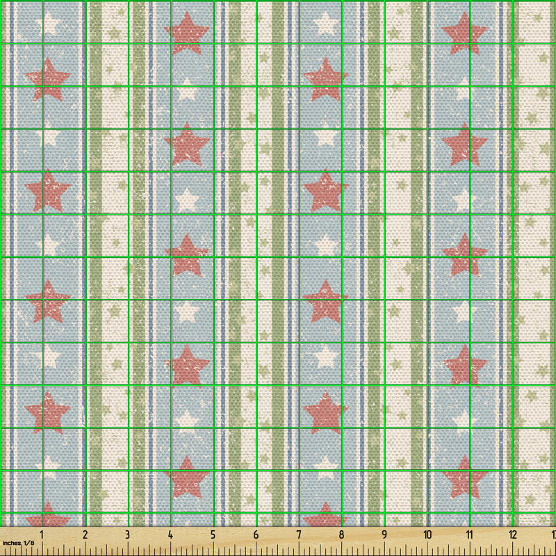 Geometrik Parça Kumaş Dizay Şeritler İçindeki Minik Yıldızlar