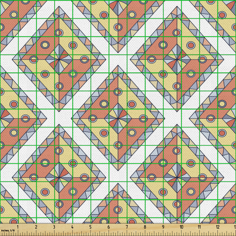 Geometrik Parça Kumaş Üzeri Şekilli Eşkenar Dörtgenli Poster