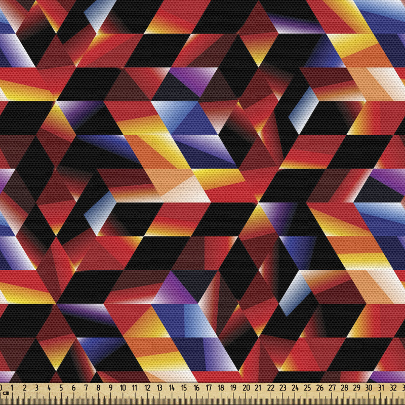 Geometrik Parça Kumaş Gökkuşağı Renklerinde Eşkenar Dörtgenli