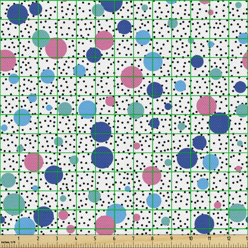 Geometrik Parça Kumaş Minik Noktalı Zeminde Büyük Yuvarlaklar