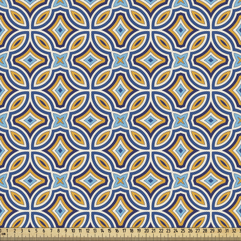 Geometrik Parça Kumaş Simetrik Desenli Oryantal Duvar Kağıdı