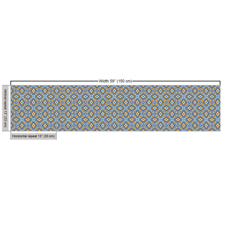 Geometrik Parça Kumaş Simetrik Desenli Oryantal Duvar Kağıdı