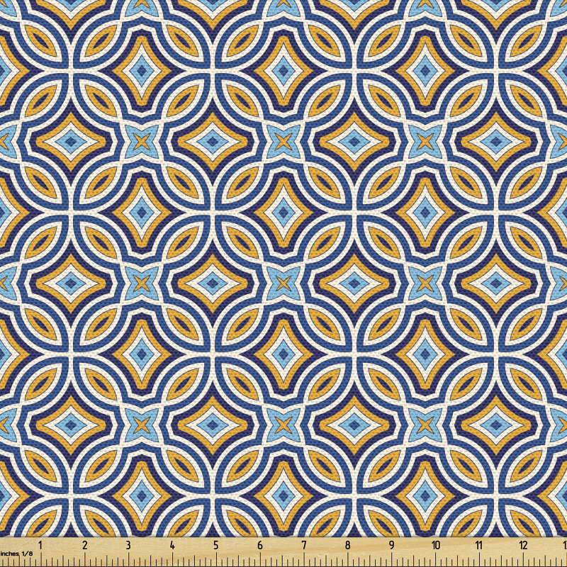 Geometrik Parça Kumaş Simetrik Desenli Oryantal Duvar Kağıdı