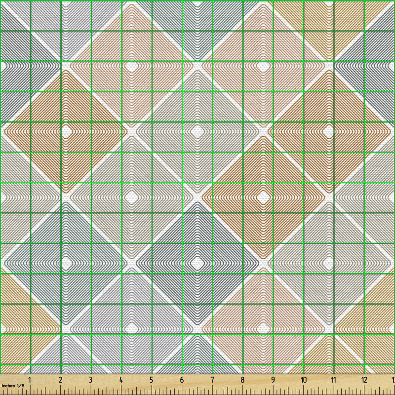 Geometrik Parça Kumaş Üzeri Çizgili Tekrarlayan Dörtgenler
