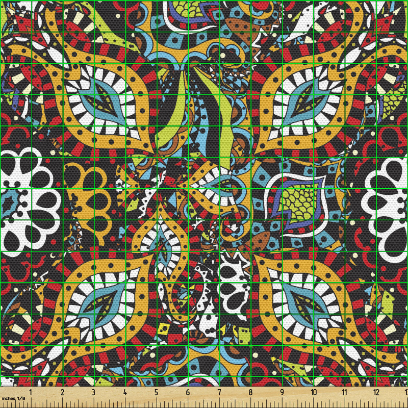 Bitki Parça Kumaş Tribal Çiçek Desenli Karışık Duvar Kağıdı