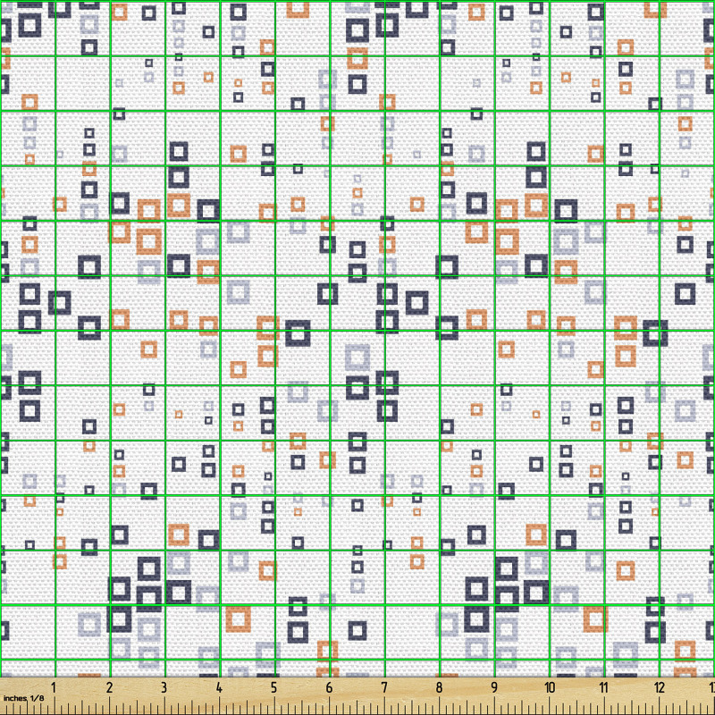 Geometrik Parça Kumaş Düz Zeminde Farklı Boyuttaki Kareler
