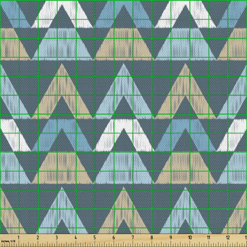 Geometrik Parça Kumaş Yatay Şeritli Üçgenlerden Oluşan Poster