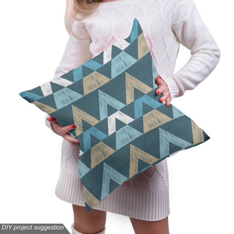Geometrik Parça Kumaş Yatay Şeritli Üçgenlerden Oluşan Poster