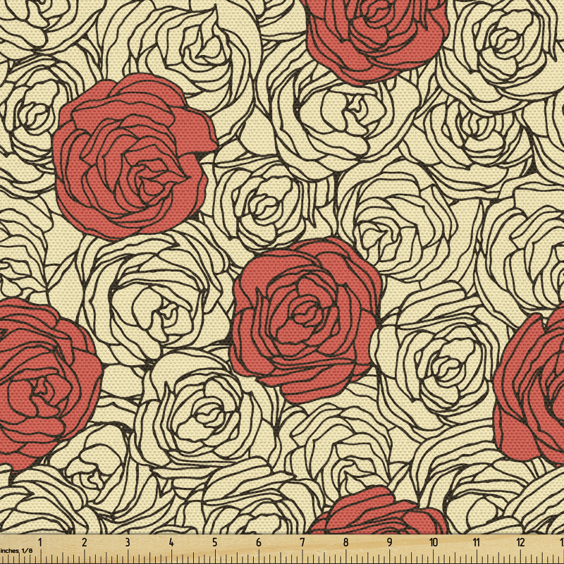 Bitki Parça Kumaş Elle Çizilmiş Güzel Kırmızı Çiçekli Poster
