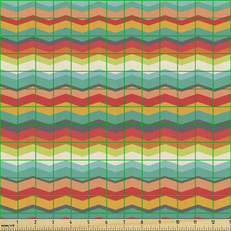 Zikzak Parça Kumaş Chevron Süslemeli Rengarenk Aralıksız Model