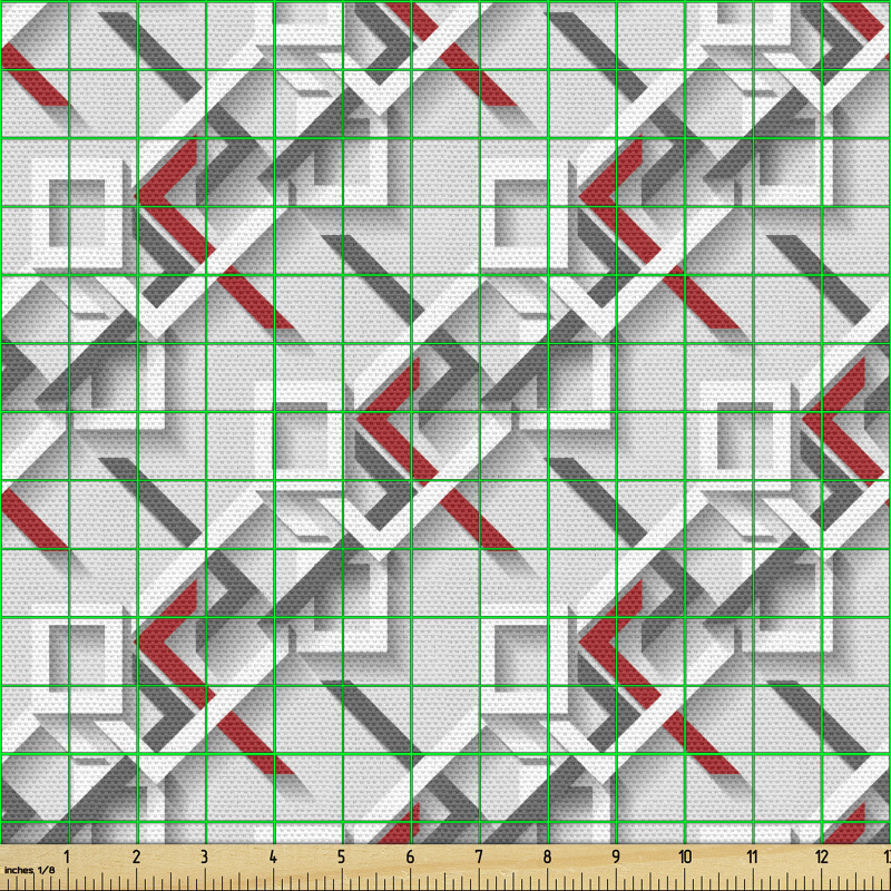 Geometrik Parça Kumaş Çapraz Çizgiler ve Dörtgen Şekiller Model