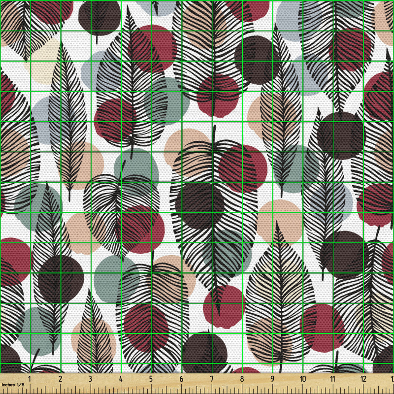 Geometrik Parça Kumaş Yuvarlaklı Zemine Çizilmiş Bitkili Afiş