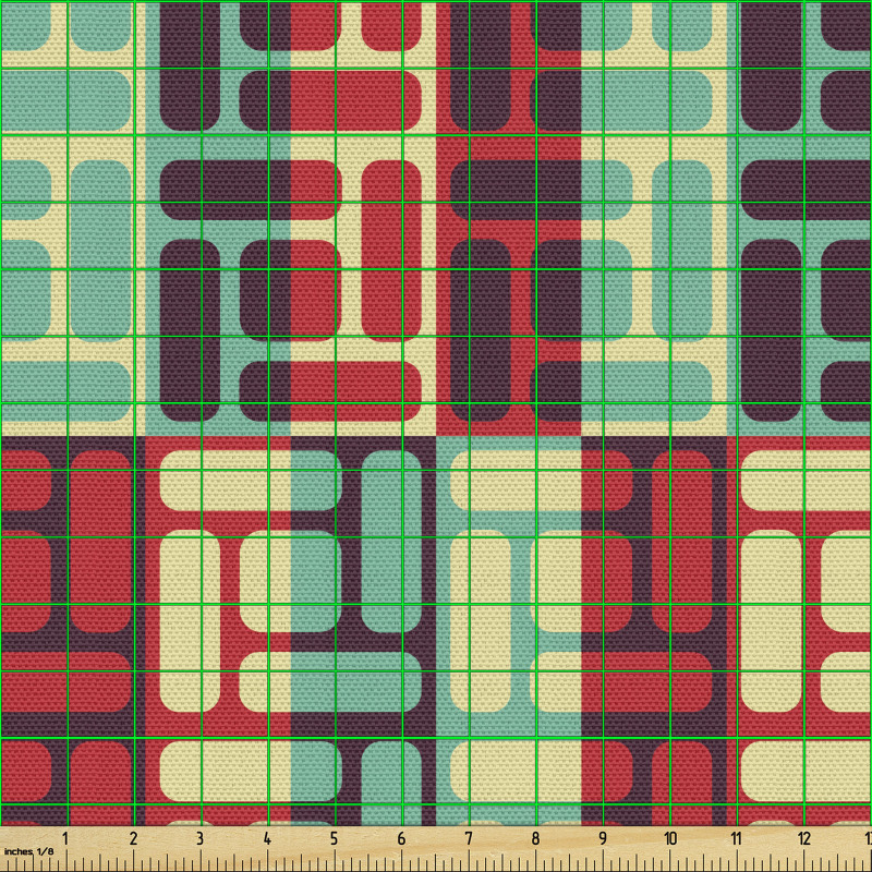 Retro Parça Kumaş Soyut Tarzda Geometrik Şekiller Tekrarlı