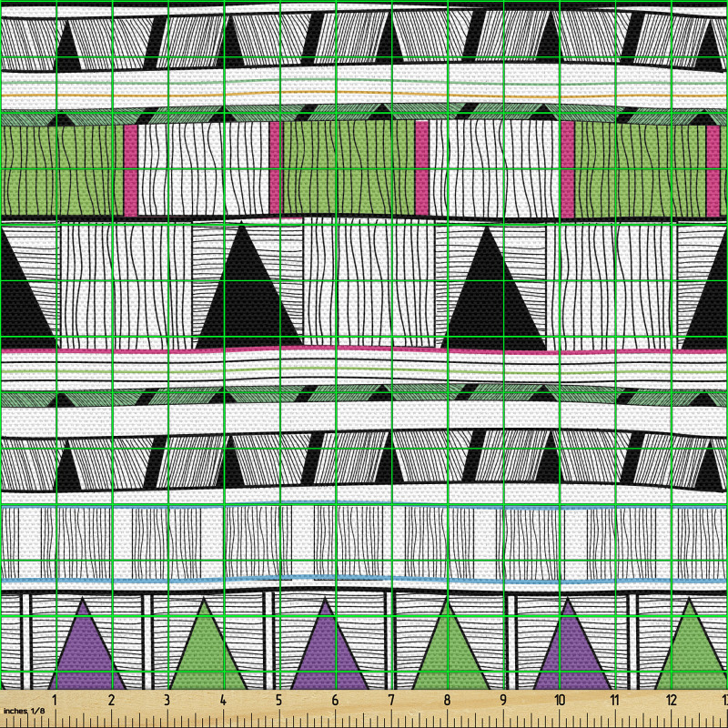 Geometrik Parça Kumaş Çizgili ve Kareli Tribal Desenli Poster