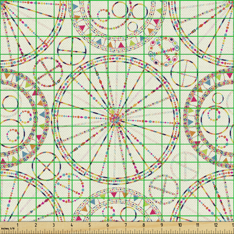 Geometrik Parça Kumaş Farklı Düzenli Şekiller Rengarenk Model