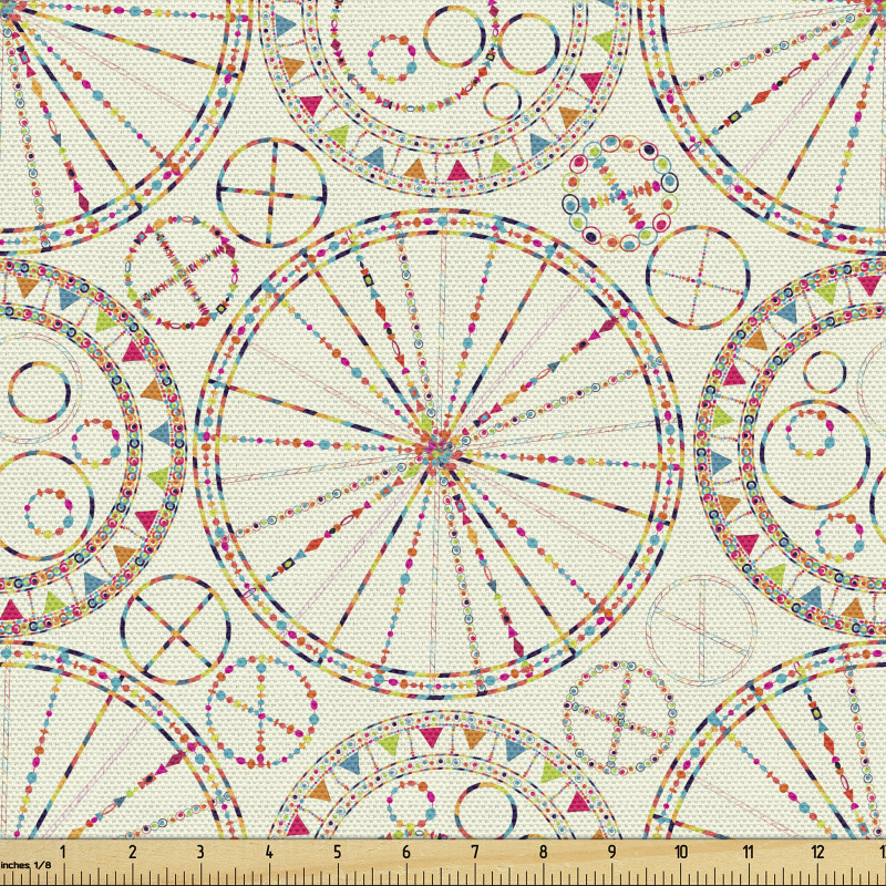 Geometrik Parça Kumaş Farklı Düzenli Şekiller Rengarenk Model