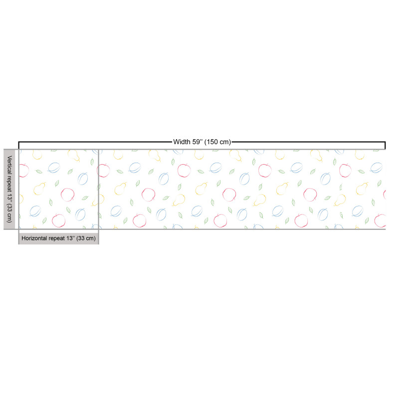 Meyve Parça Kumaş Sağlıklı Doğal Yiyecekler El Çizimi Tekrarlı