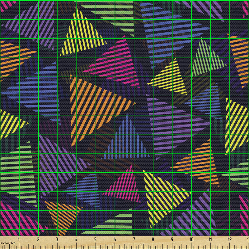 Geometrik Parça Kumaş Üzeri Yatay Çizgili Üçgenli Duvar Kağıdı