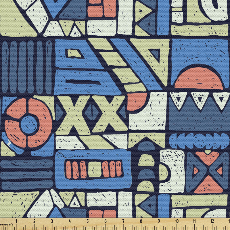 Geometrik Parça Kumaş Eskitilmiş Farklı Şekilli Dekoratif Afiş