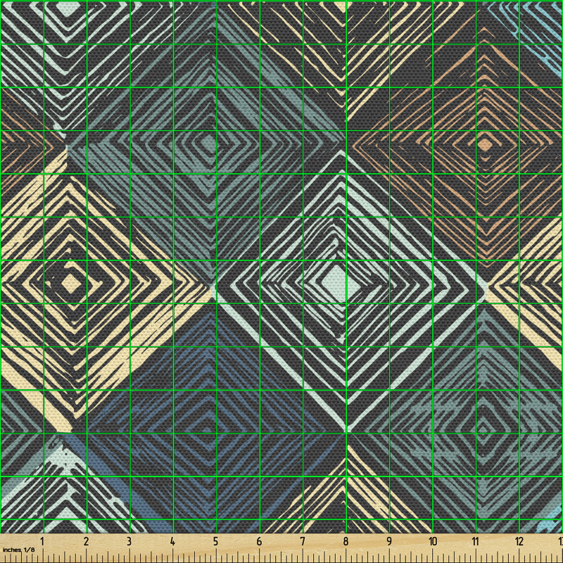Geometrik Parça Kumaş İç İçe Çapraz Dörtgen Şekillerden Model