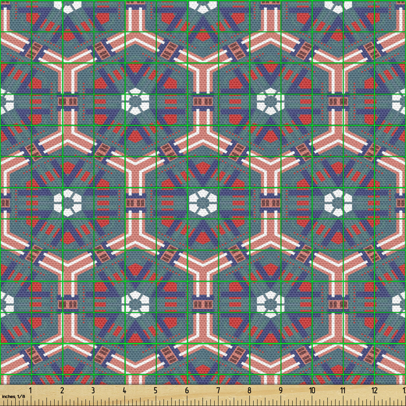 Modern Parça Kumaş Geometrik Şekillerden Oluşan Çiçekli Model