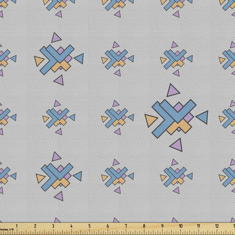 Geometrik Parça Kumaş Sürrealist Şekillerden Oluşan Tekrarlı