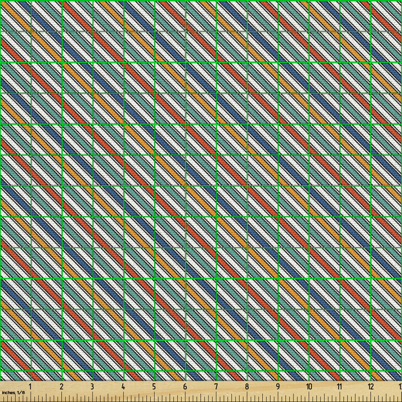 Çizgili Parça Kumaş Rengarenk Çapraz Şeritlerden Oluşan Görsel