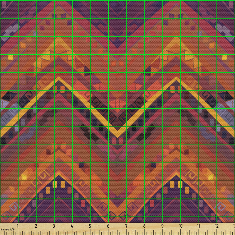Soyut Parça Kumaş Motifler ile Bezenmiş Canlı Renklerde Zikzak