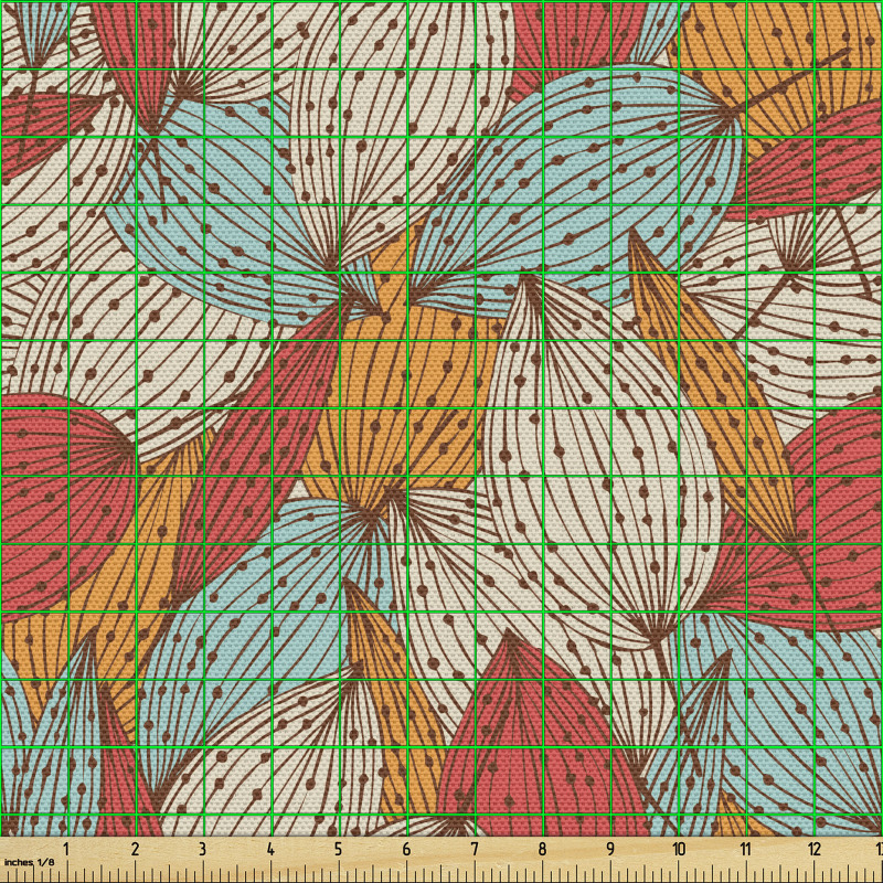 Sonbahar Temalı Parça Kumaş Üst Üste Binmiş Yapraklar Örüntüsü